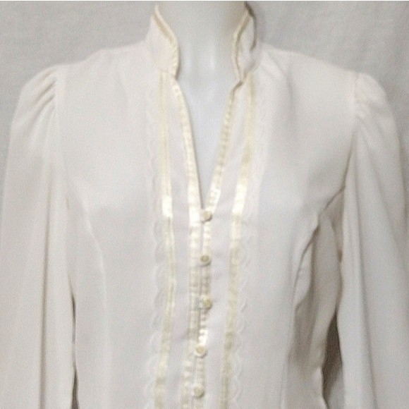 Vintage Ms Paquette Sheer Victorian Blouse Puff Sleeves Romantic Top Medium - Picture 3 of 7